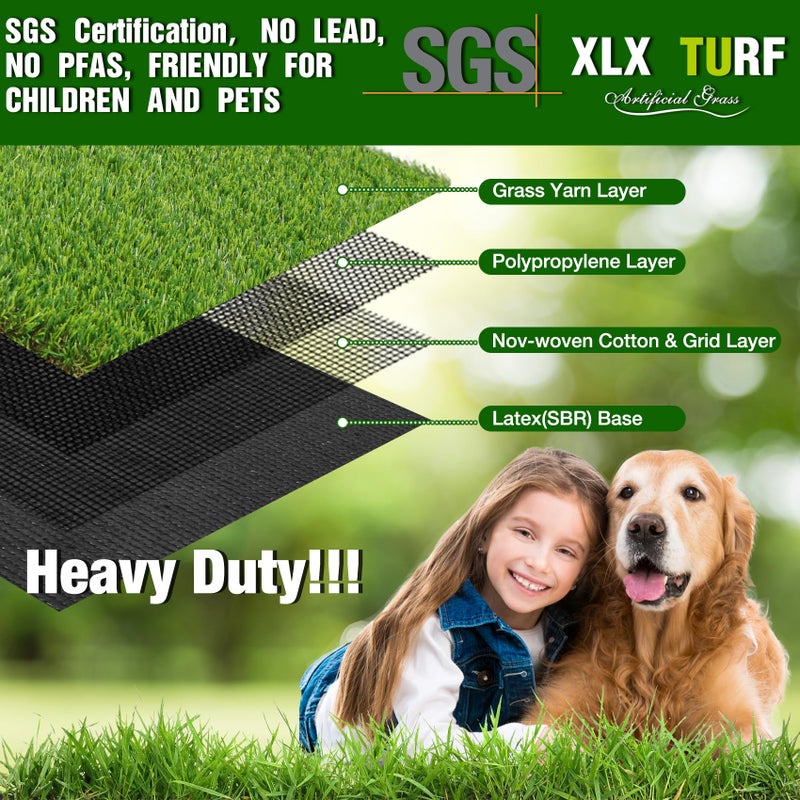 XLX TURF Realistic Artificial Grass Outdoor Rug - 3ft x 5ft, Pet Friendly Thick Fake Grass Mat for Dogs Patio Synthetic Lawn Landscape with Drainage Hole - Image 5